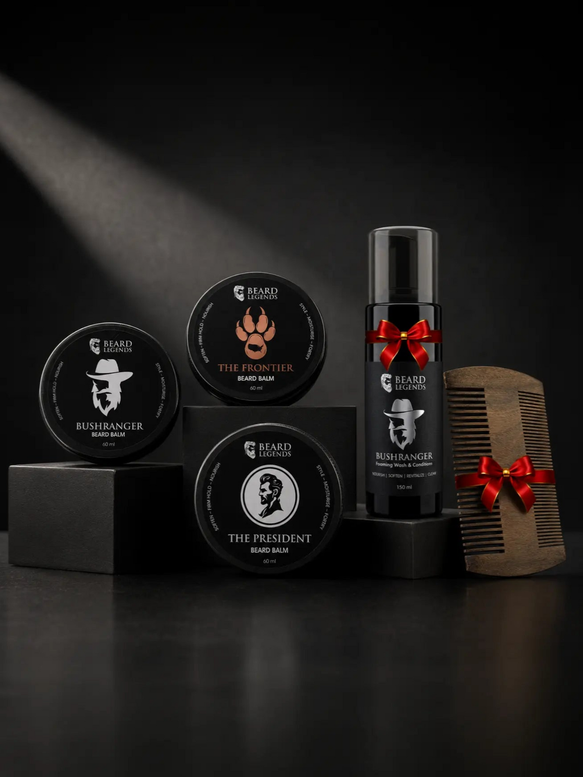 Rock Bottom (Any 3 Beard Balms + Free Beard Wash & Comb)